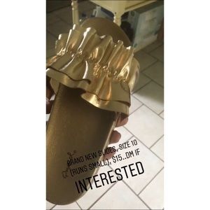 Qupid gold ruffle slides